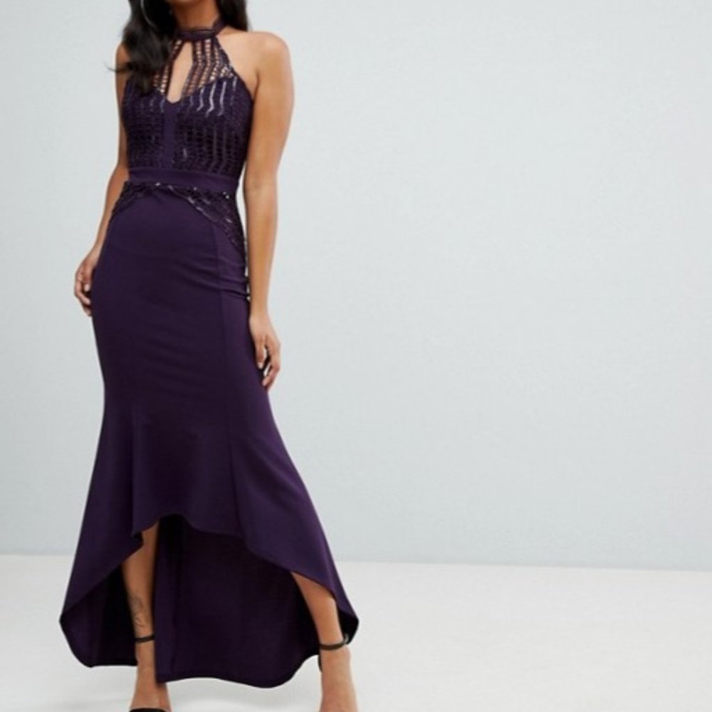 Scalloped Sequin Maxi Dress